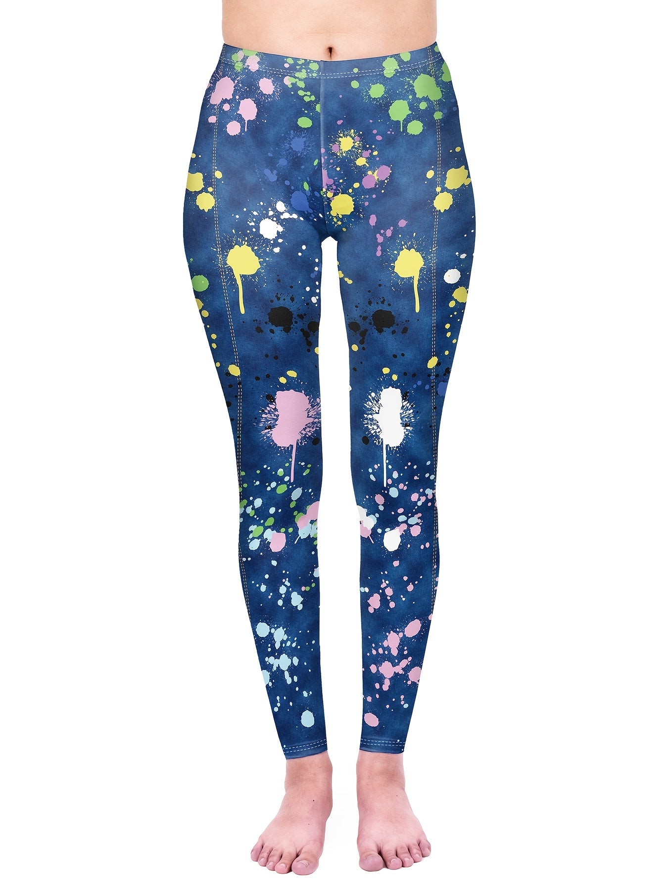 Graffiti Print High Waist Leggings - Stylish Skinny Leggings