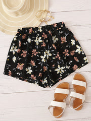 Floral Print Elastic Waist Shorts Boho Shorts For Spring & Summer Women's