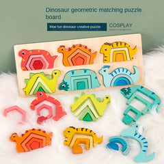 Wooden Dinosaur Mixing Puzzle Set Toy for Kids 3+