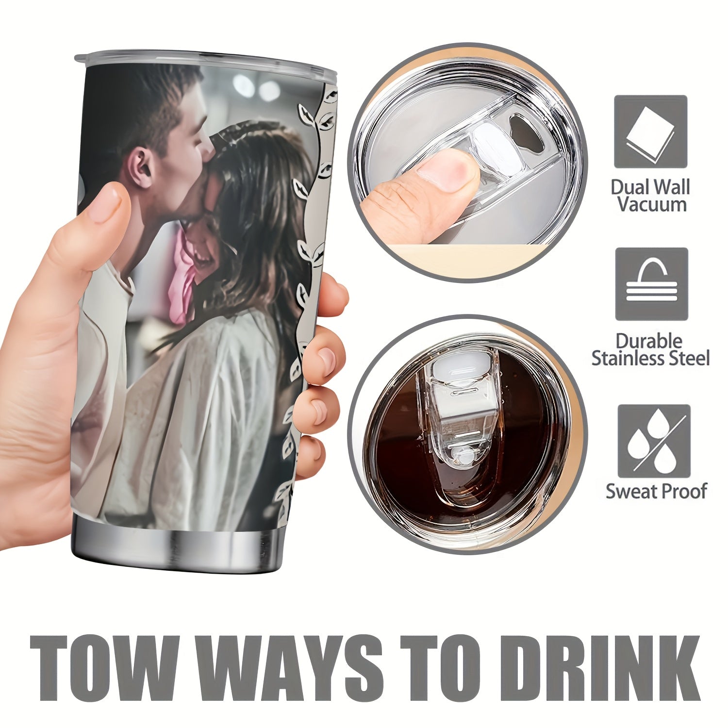 20oz Custom Insulated Travel Mug - Durable Reusable - Personalized Name