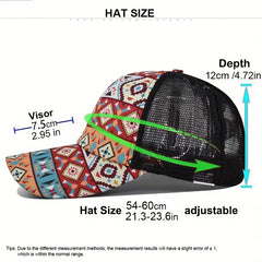 Boho Daisy Cow Print Ponytail Trucker Hat Mesh Baseball Cap