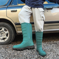 Men High Top Rain Boots Waterproof Non slip Shoes for Outdoor Walking Fishing