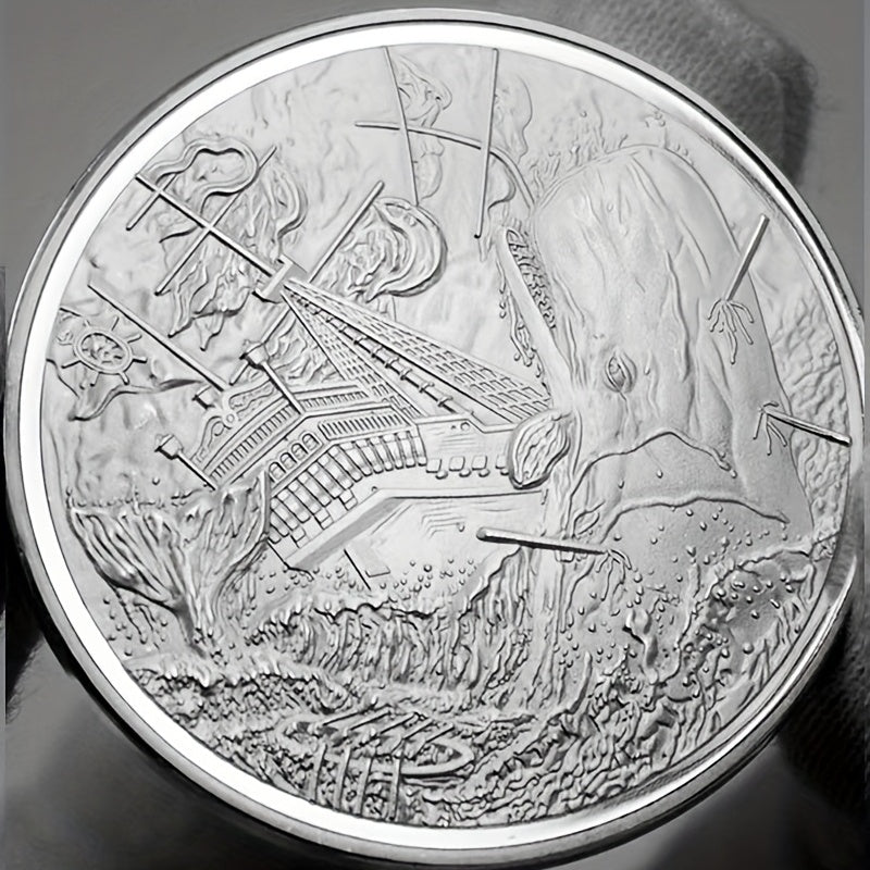 Skeleton Pirate Whale Silver Coin with Skull