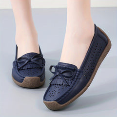 Women's Hollow Out Slip On Flat Shoes with Bowknot Details