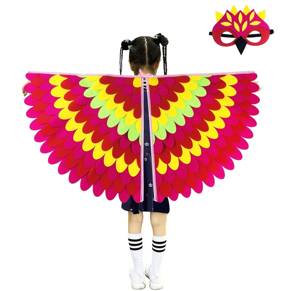 Kids Bird Wings Cape Mask Set for Cosplay Performance Props