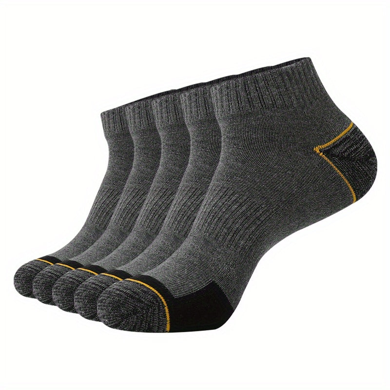 5 Pairs Men's Moisture Wicking Cushioned Socks For Running