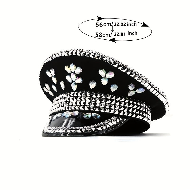 Crystal Rhinestone Bride Military Hat Hen Do Hip Hop Bridal Captain