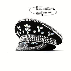 Crystal Rhinestone Bride Military Hat Hen Do Hip Hop Bridal Captain