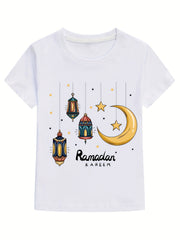Kids Ramadan Kareem T Shirt Breathable Casual Top For Boys Girls Children