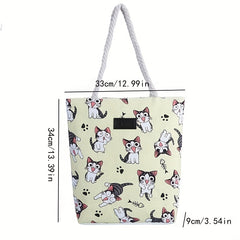 Funny Pet Animal Print Canvas Bag Large Capacity Rope Handle Tote