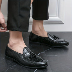 Men's Plaid Tassel Loafers Non Slip Casual Shoes