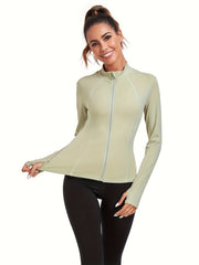 Sporty Jacket Women's Activewear Long Sleeves Full Zipper