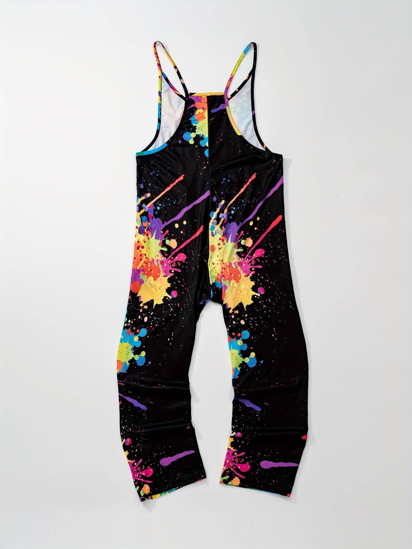 Abstract Figure Print Overall Jumpsuit For Spring & Summer