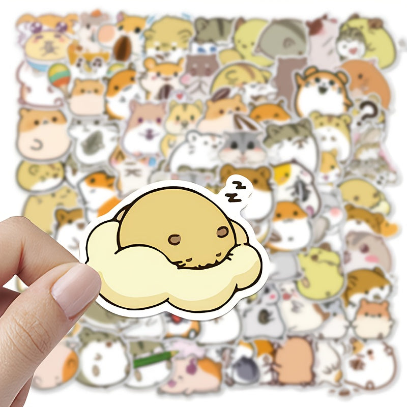 100 Hamster Waterproof Doodle Stickers for Water Bottles and Luggage