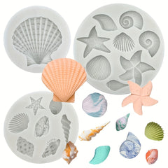 Marine Theme Fondant Silicone Mold - Seashell, Conch, Starfish, Coral