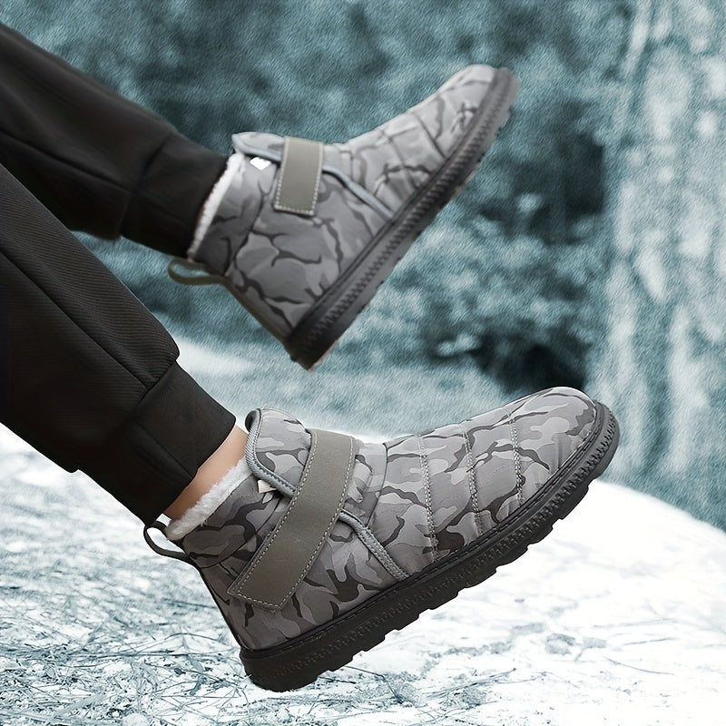 Women's Camo Winter Snow Boots Plush Inner Hook & Loop Fastener