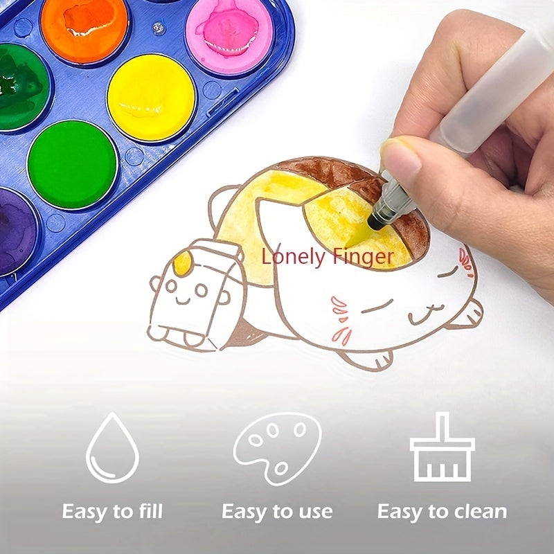 9pcs Watercolor Brush Pens Set for Beginners & Kids