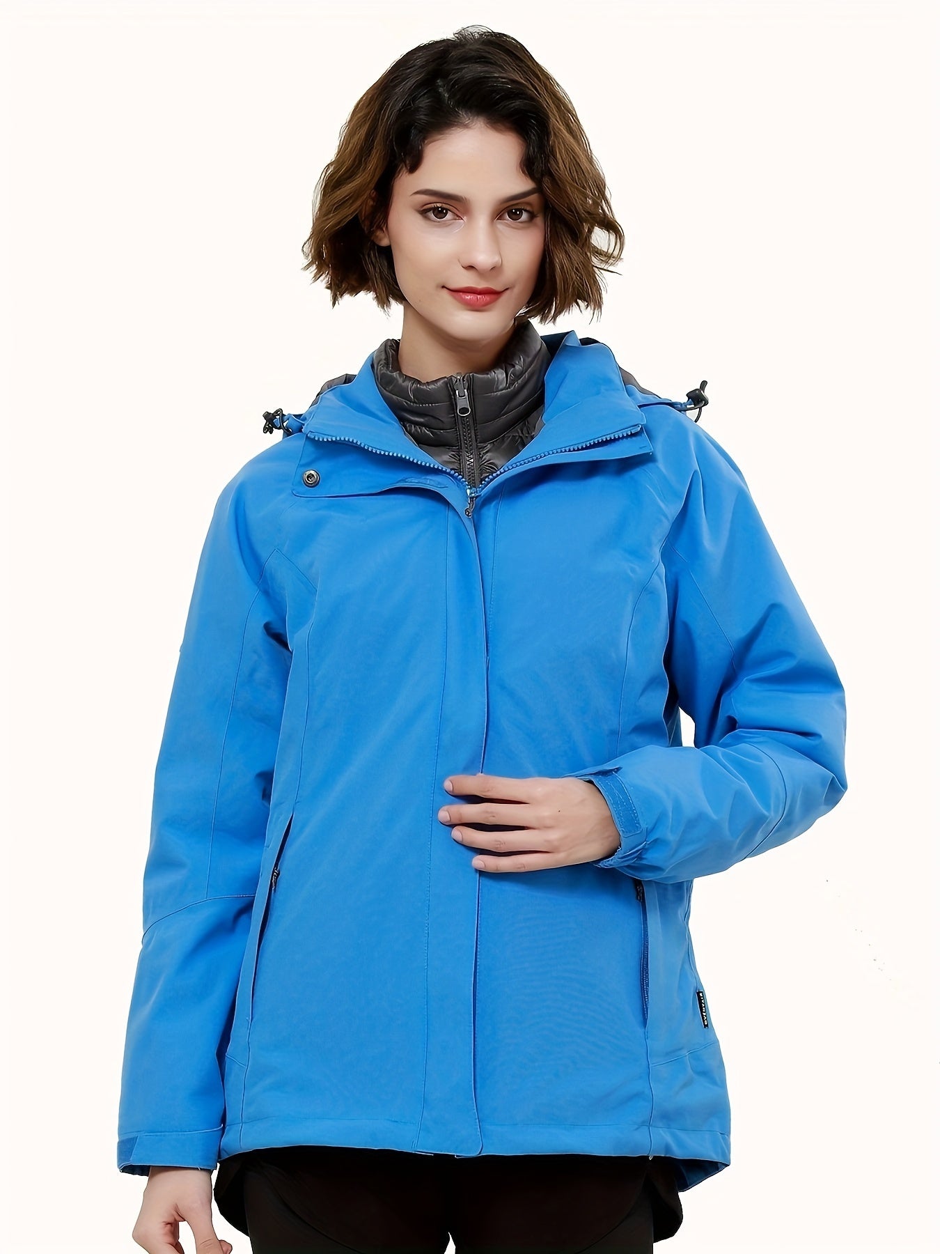 3-in-1 Winter Ski Jacket Women's Thermal Hooded Windproof Coat
