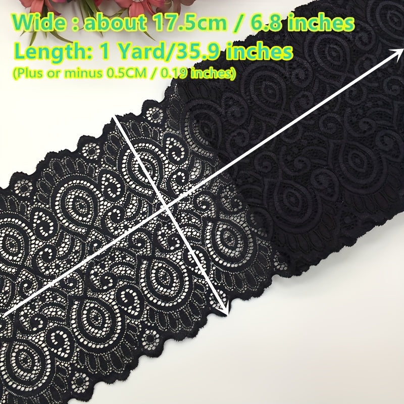 1 Yard Flower Stretch Lace Trim Ribbon Elastic Fabric 17 Wide Many Colors