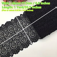 1 Yard Flower Stretch Lace Trim Ribbon Elastic Fabric 17 Wide Many Colors