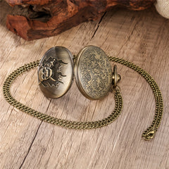 Bronze Skull Pocket Watch Vintage Quartz Movement Halloween Gift