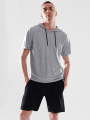 Men's Short Sleeve Slim Fit Muscle Hooded T-Shirt