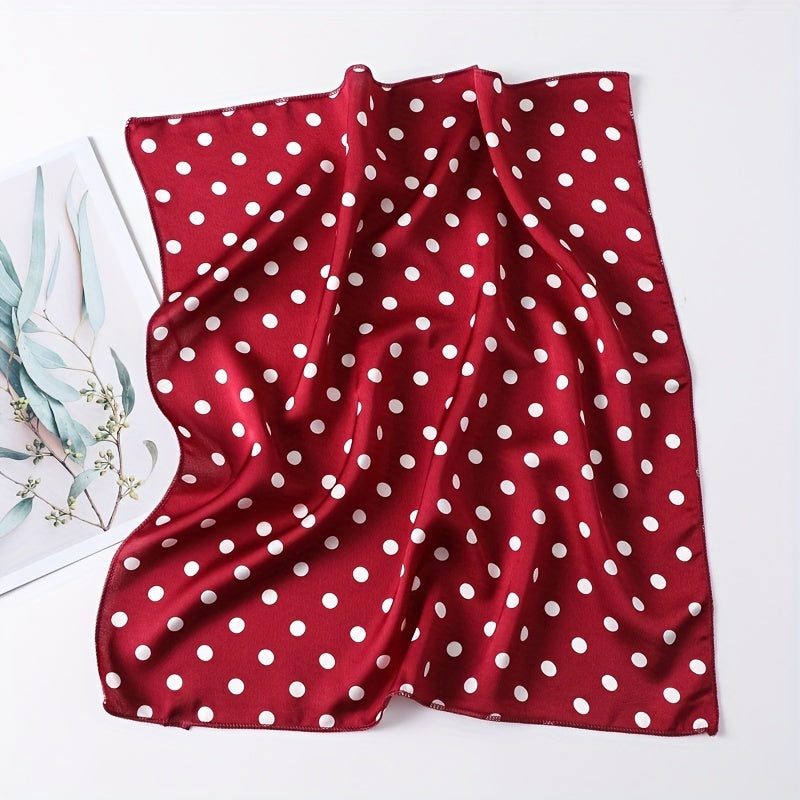 Dotted Classic Print Square Scarf Satin Neckerchief Bandana Head Wrap