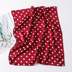 Dotted Classic Print Square Scarf Satin Neckerchief Bandana Head Wrap