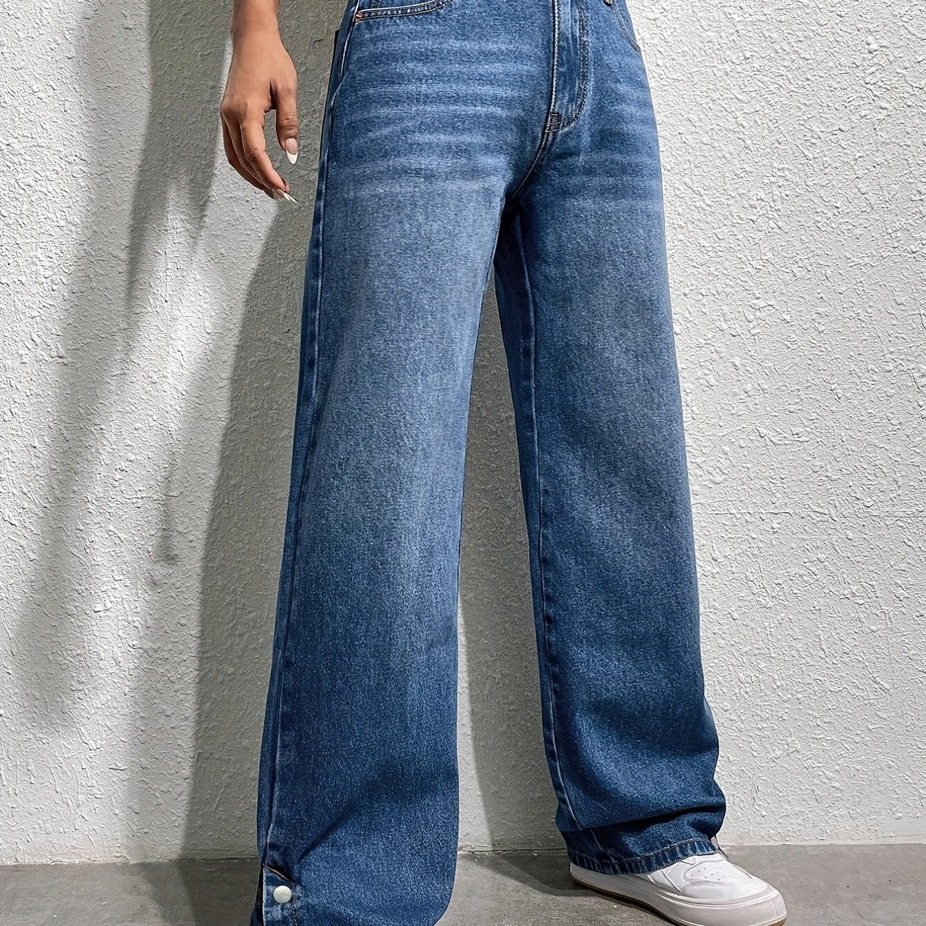 High Rise Straight Leg Jeans Women's Denim Pants