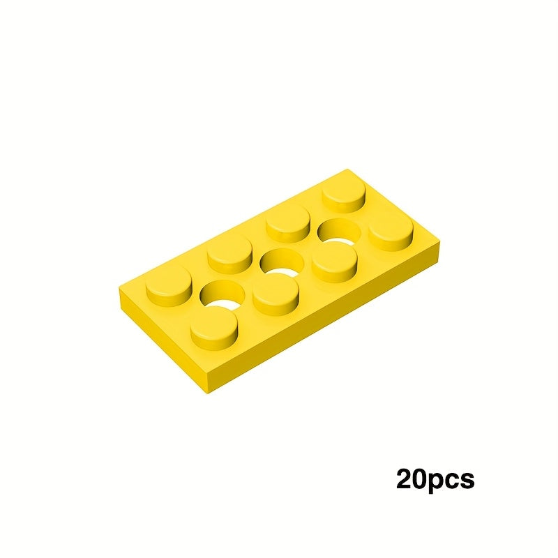 20pcs Low Brick 3709 2X4 w/ 3 Hole Plate Assembly Parts for Kids