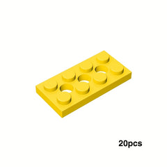 20pcs Low Brick 3709 2X4 w/ 3 Hole Plate Assembly Parts for Kids