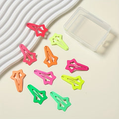 10pcs Fluorescent Star Square Hair Clip Headwear Sweet Hair Accessories