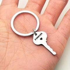 2pcs Stainless Steel Keychain Set Key To Heart Pendant Gift
