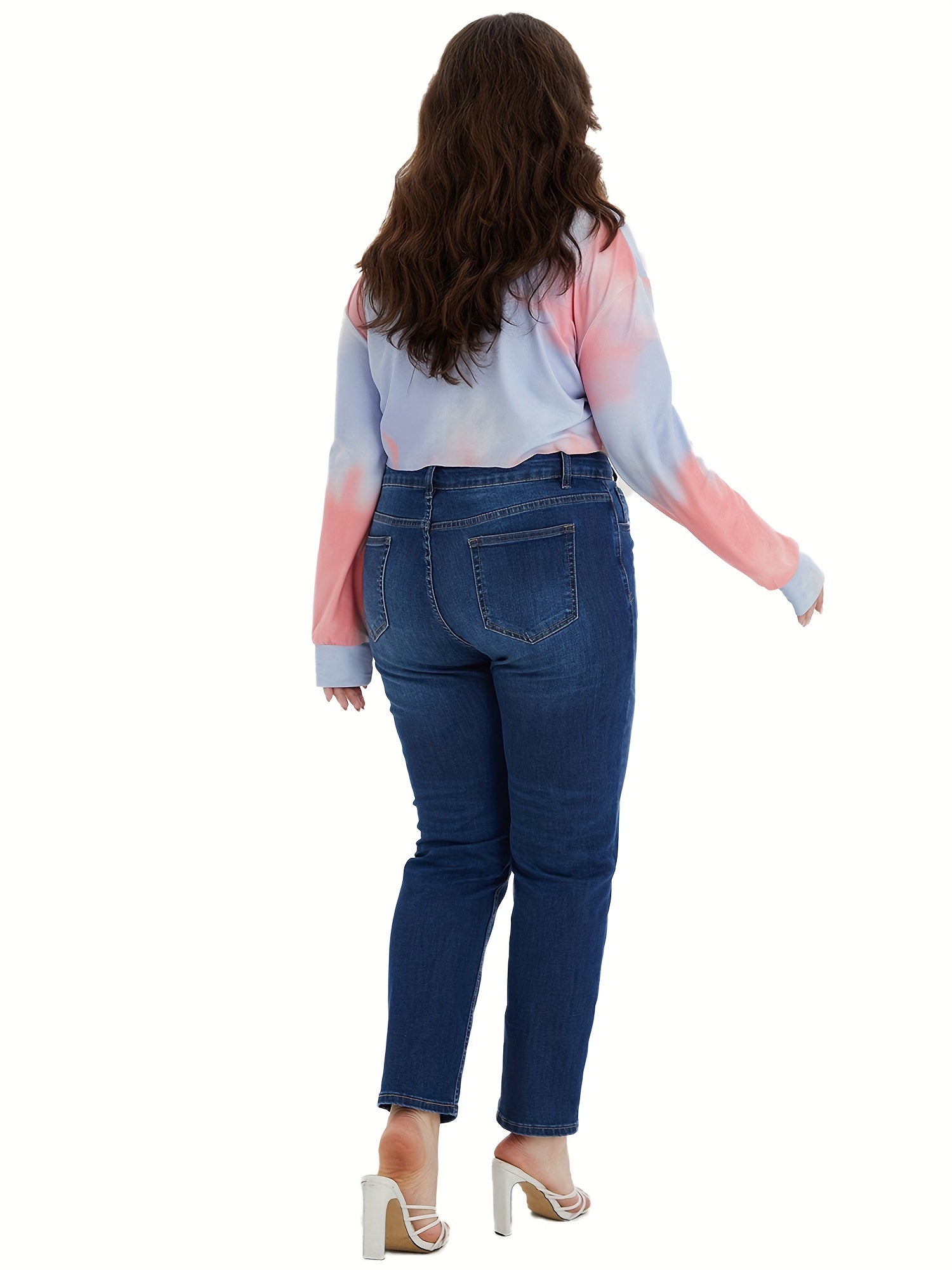 Washed High Rise Straight Leg Jeans