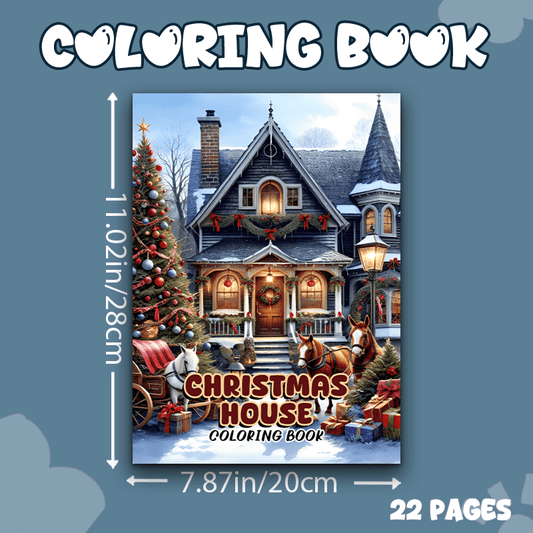 Christmas House Adult Coloring Book Snowy Scene Horse