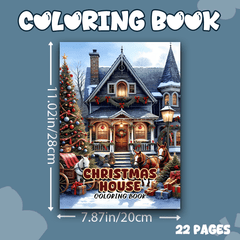 Christmas House Adult Coloring Book Snowy Scene Horse