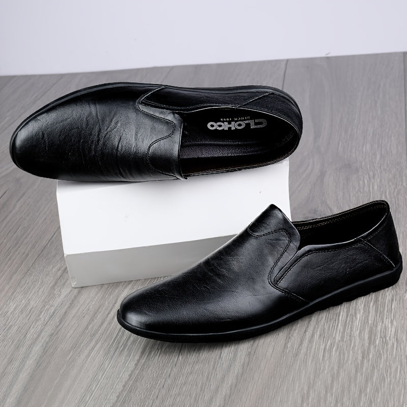 CLOHOO Men's Leather Loafer Shoes Customized Rubber Sole Slip On