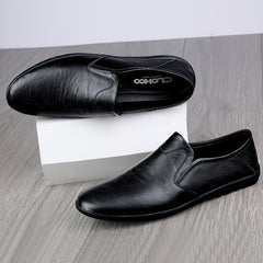 CLOHOO Men's Leather Loafer Shoes Customized Rubber Sole Slip On
