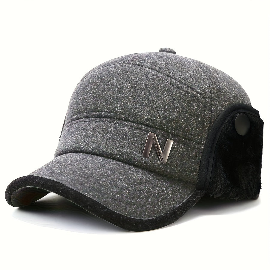 Winter Warm Cap With Earflap For Men Outdoor Velvet Thickened Hat