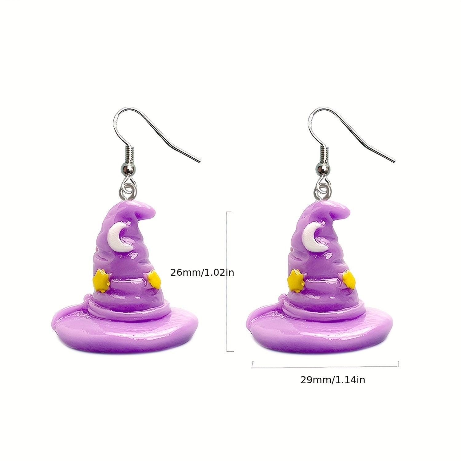 Halloween Purple Witch Hat Dangle Earrings for Women Girls