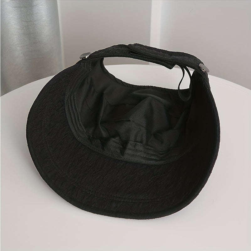 Backless Ponytail Sun Hat Lace Embossed UV Protection Travel Beach Hats