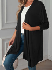 Solid Long Sleeve Open Front Cardigan