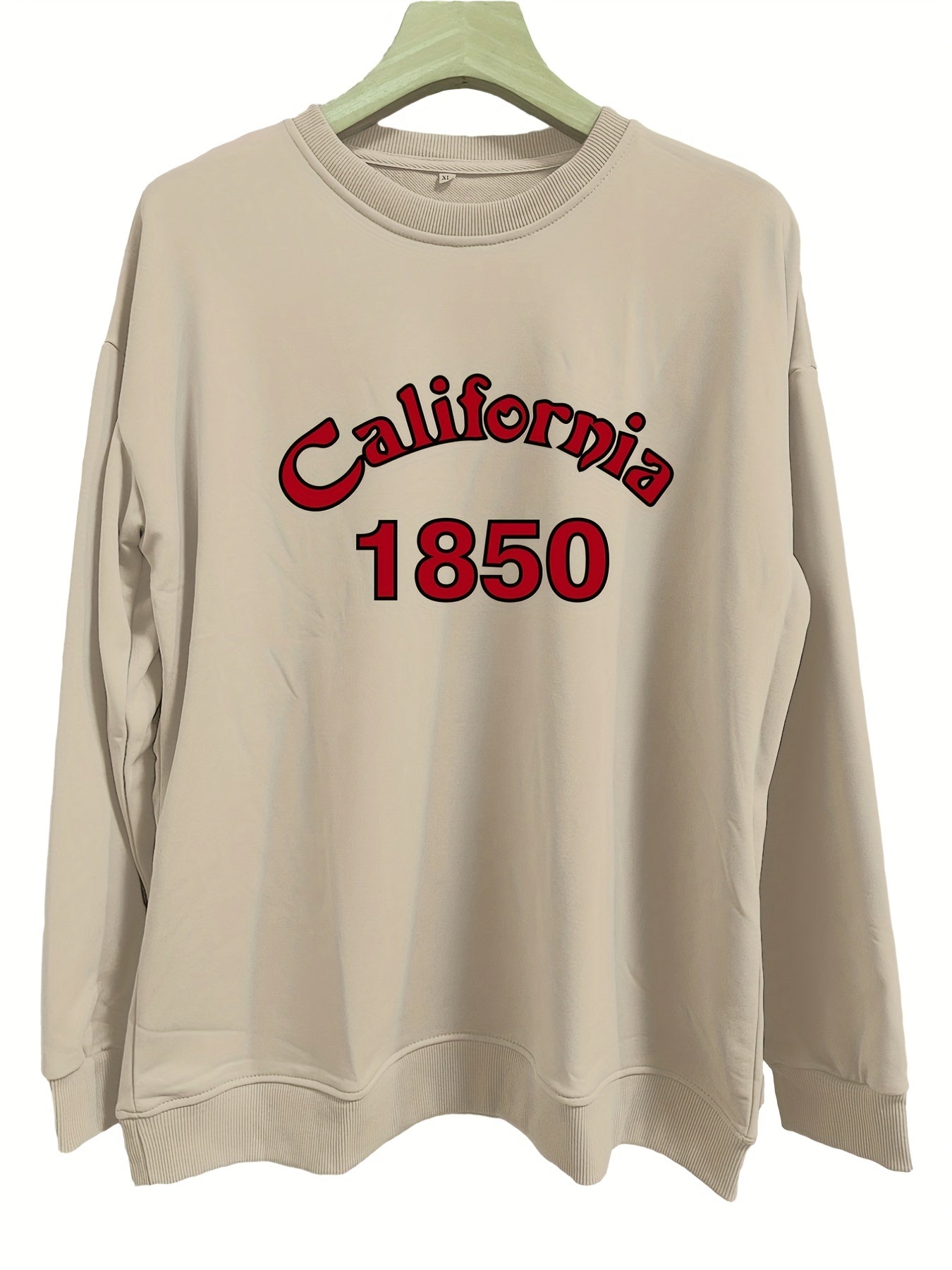 Letter Print Crew Neck Sweatshirt for Women
