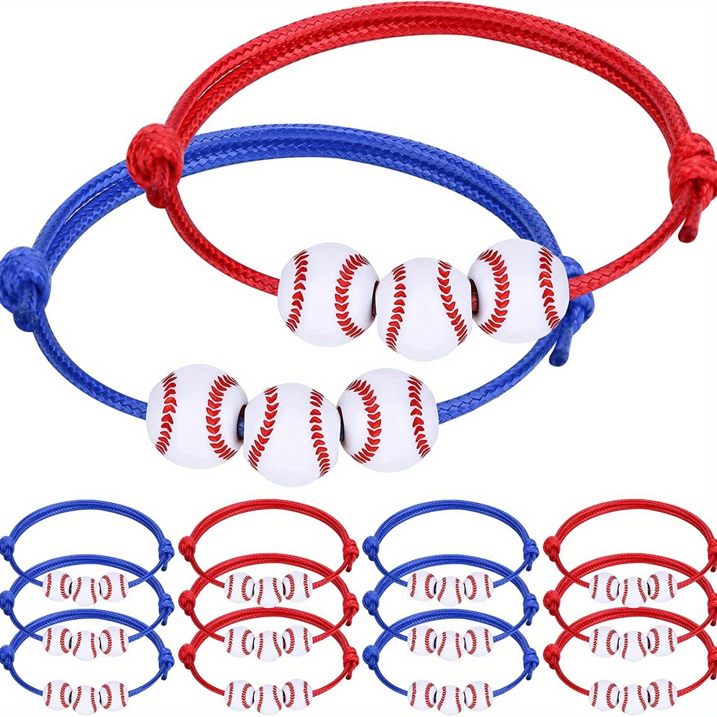 Adjust. Baseball Charm Bracelet Woven Rope for Sports Fans & Baseball Gif