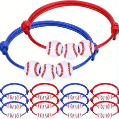 Adjust. Baseball Charm Bracelet Woven Rope for Sports Fans & Baseball Gif