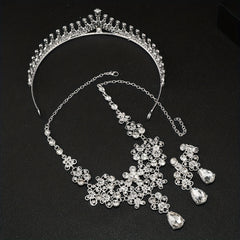 Rhinestone Headband Earrings Set Queen's Style Bridal Hair Accessories