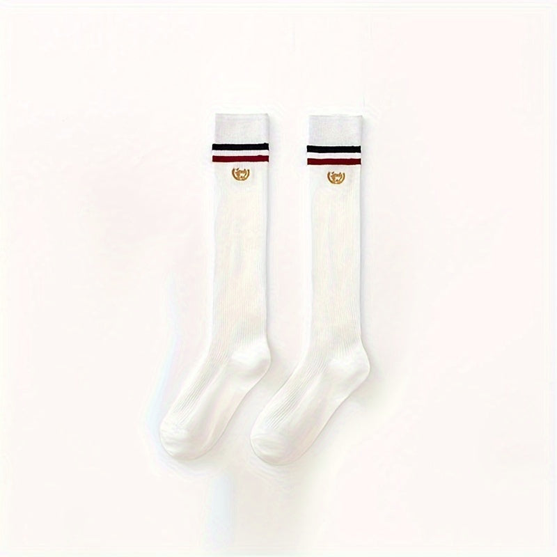 6 Pairs Striped Calf Socks College Style Women's Knee High Stockings