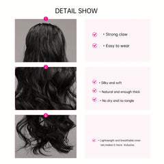 Long Wavy Ponytail Extensions Synthetic Clip In Hair Natural Look