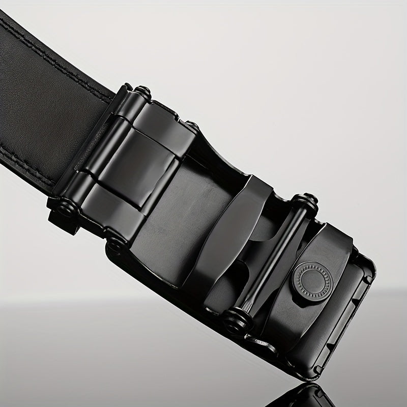 Men's Automatic Buckle Belt PU Leather Belt Business Suit 47in
