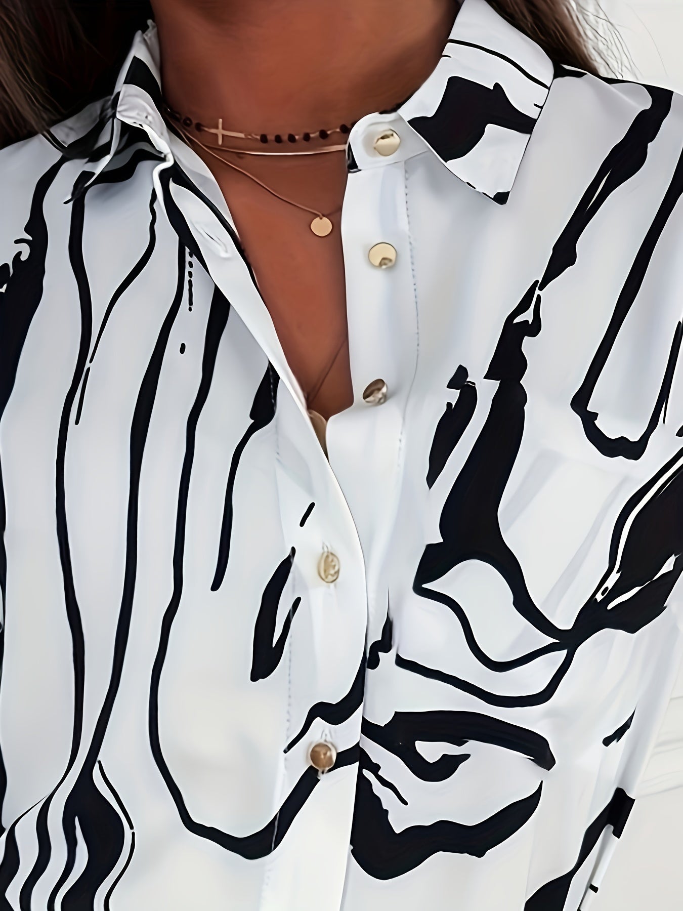 Abstract Print Long Sleeve Button Up Shirt